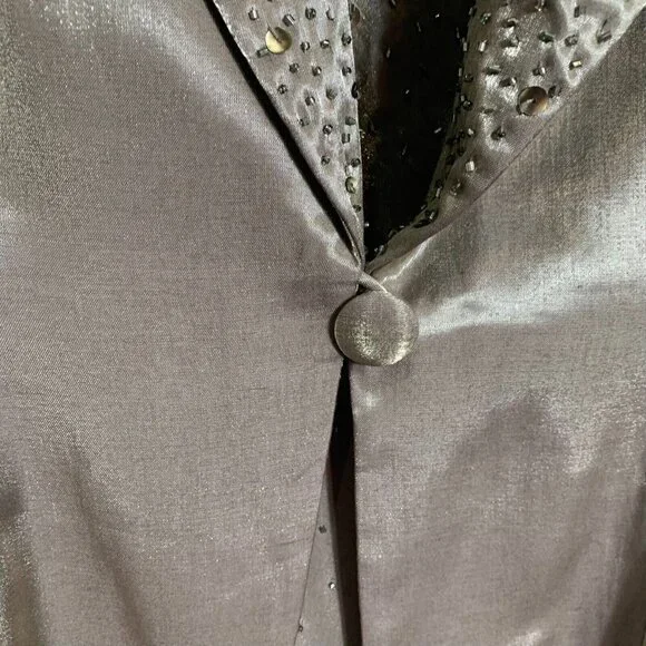 Alex Evenings Green Beaded Sequin Size 8 Jacketed Dress 2 Pc Sleeveless V neck - Picture 4 of 13